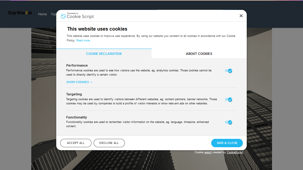 Cookie Settings Interface